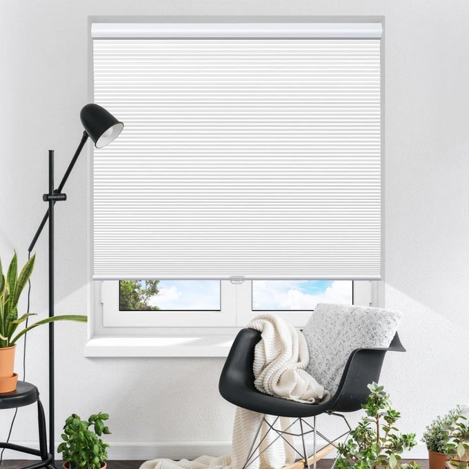 CELLULAR SHADES CORDLESS BLACKOUT HONEYCOMB BLINDS FABRIC WINDOW SHADES WHITEBLACKOUT 36 W X 64 H