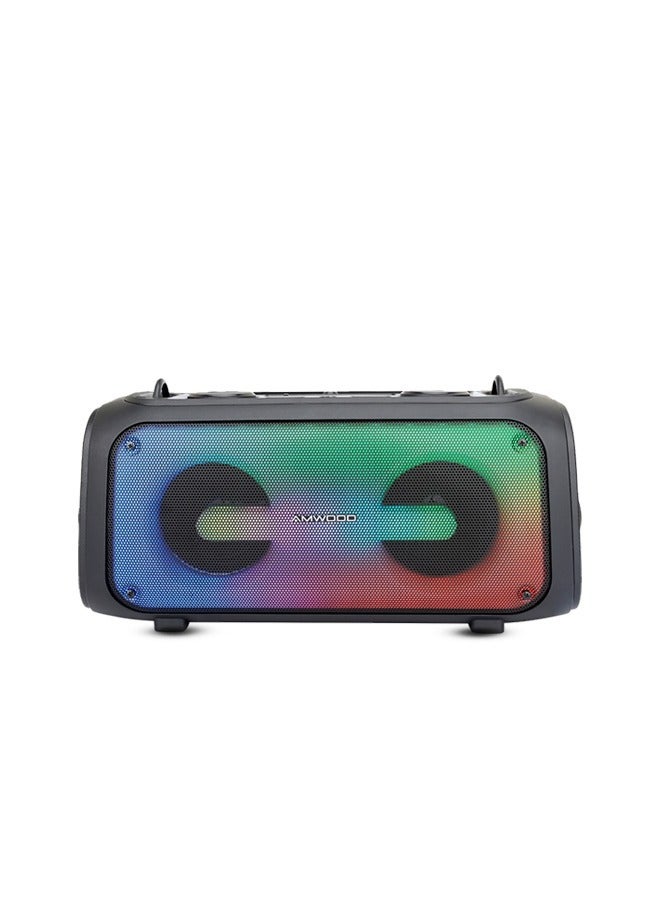 Amwood SOUNDBLASTER Portable Bluetooth Speaker, 40W Output, LED Lights, Wireless Mic, FM Radio, USB/TF Card Slots, Black - Image 1