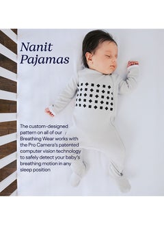 Nanit Breathing Wear Baby Pajamas – 100% Cotton, Double Zipper, Footed Pjs With Mitten Cuffsworks With Pro Baby Monitor To Track Breathing Motion Sensor - Free, Size 0M Newborn, Pebble Grey  - Image 3