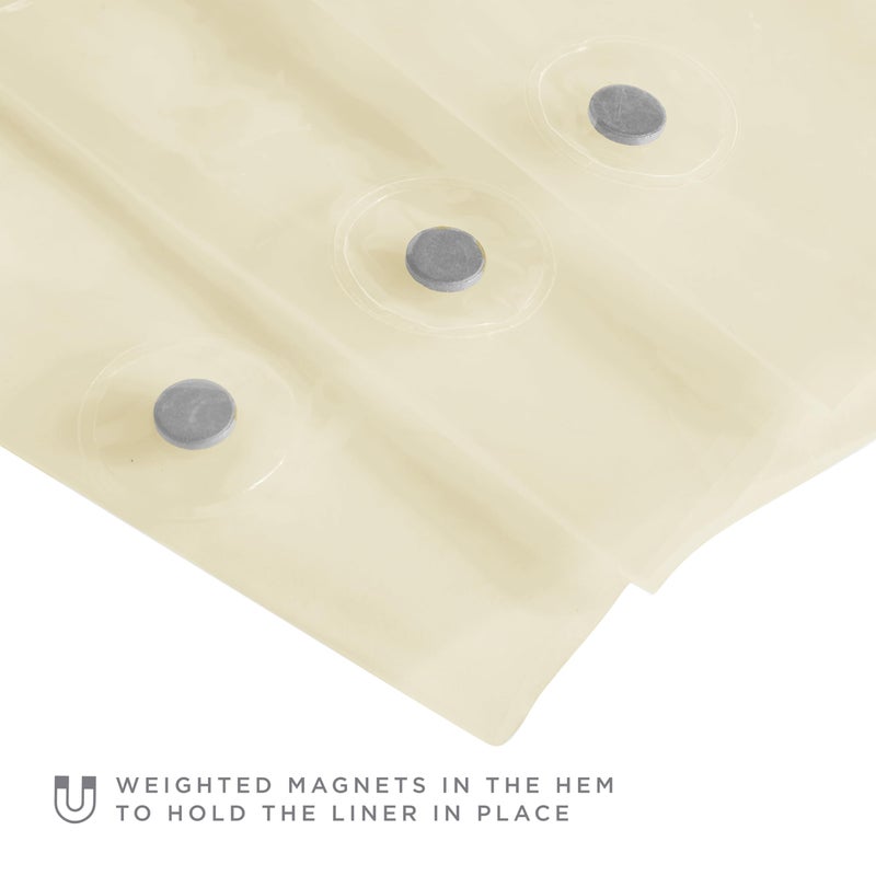 Bath Bliss PVC Standard Shower Curtain Liner | 3G | 70"x 72" | Magnetic Hem | Beige - Image 3