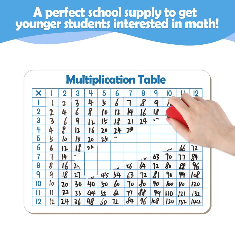 Aizweb Dry Erase Multiplication Chart Whiteboard, 9" x 12" Multiplication Table Double-Sided Times Table, Math Manipulatives White Board for Kids Students, Classroom and Home, Small White Board Dry Erase - Image 4
