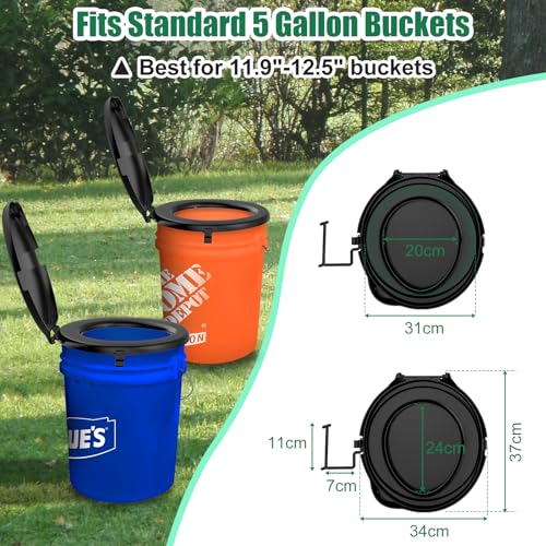 PAHTTO Portable Toilet for 5 Gal Buckets, Snap-on Seat with Lid - Including Storage & Disposable Bags, Ideal for Camping, Hiking, Emergencies, Cars, Boats - Image 3