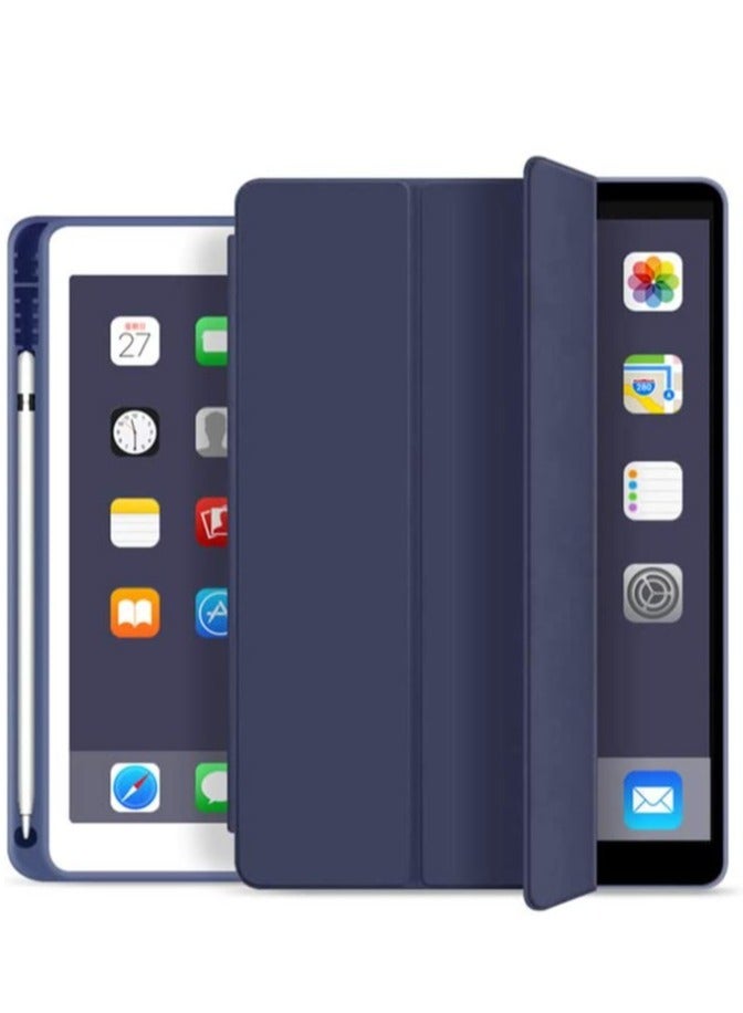 Soft Smart Case with Pencil Holder Foldable Stand Compatible with iPad 10.2 Inch 9th / 8th / 7th Generation 2021/2020 / 2019, iPad Air 3rd Generation, iPad Pro 10.5 Inch (Deep Navy Blue)