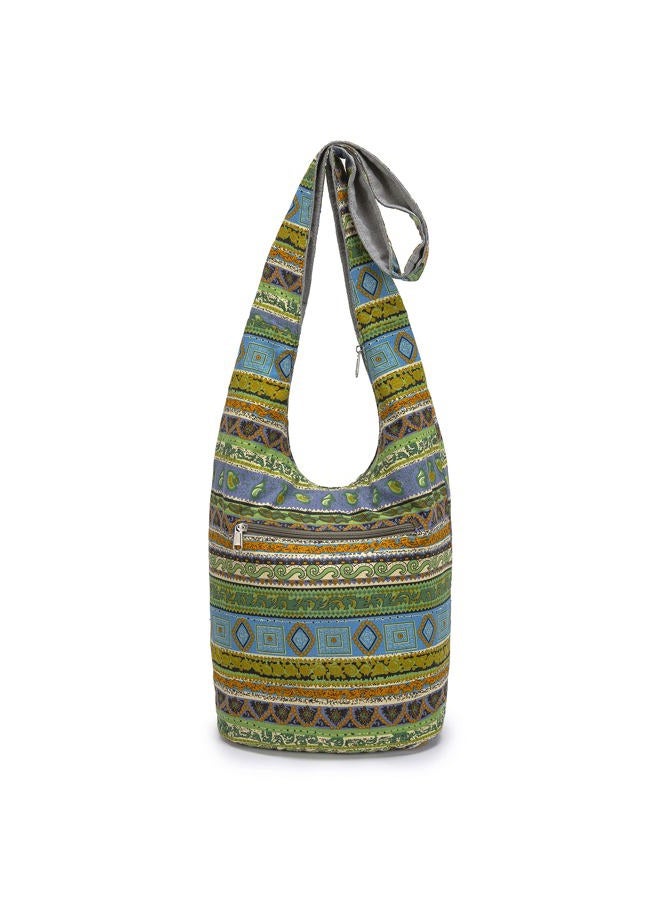 Coton Pose Women Shoulder Handbags Fashion canvas Hippie Crossbody Bags Bohemian Animal Prints Hobo Bags (Green-Yellow) - Image 4