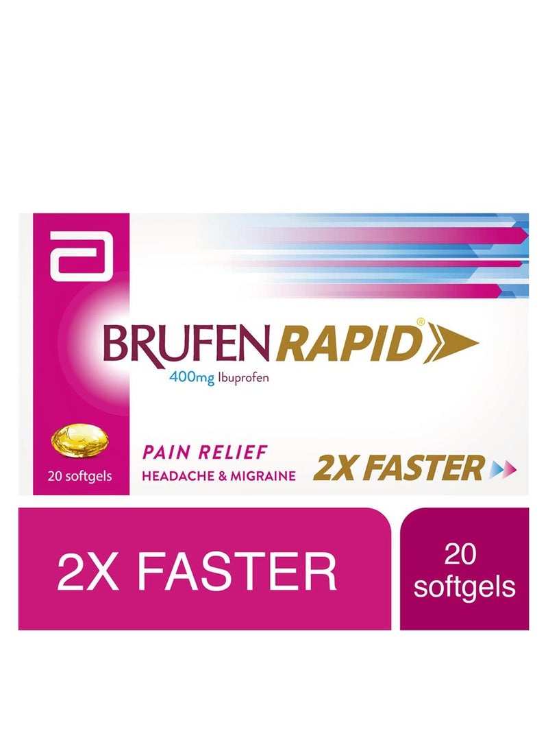 BRUFEN Pain Relief Medicine Rapid 400Mg 20 Softgels