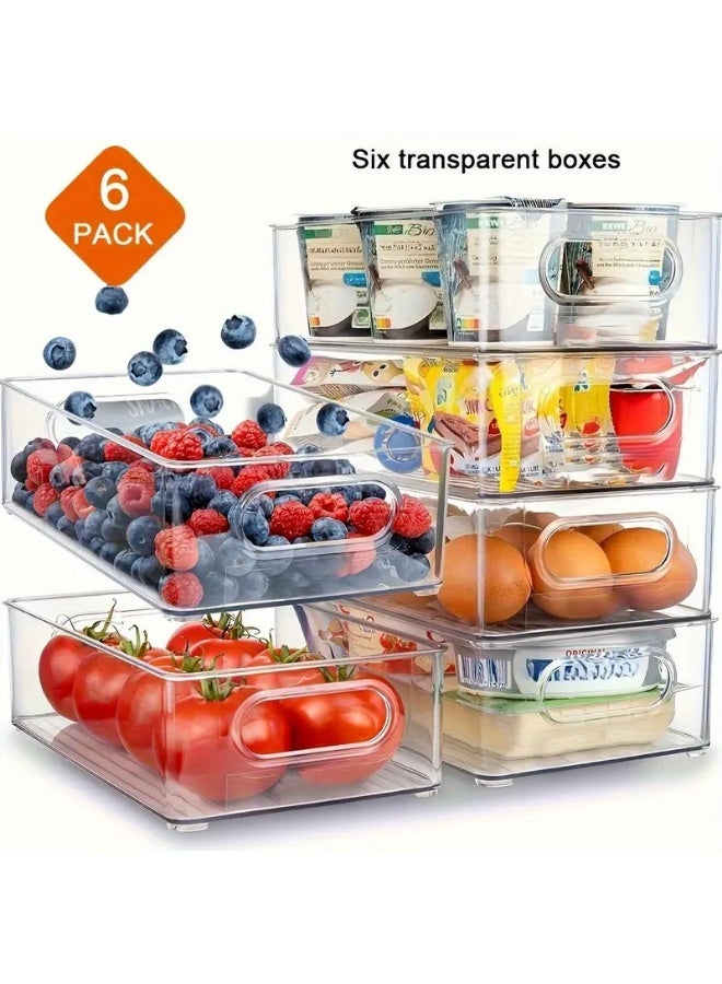 كيتشينو مجموعه من 6 صناديق تخزين الثلاجة، سلة قمامة بلاستيكية شفافة للثلاجة، الفريزر، خزانة المطبخ وتنظيم مستحضرات التجميل,صناديق قابلة للتكديس,حاويات قابلة لإعادة الاستخدام,مادة آمنة للطعام,منظمات المنزل,صناديق متعددة الأغراض - Image 1