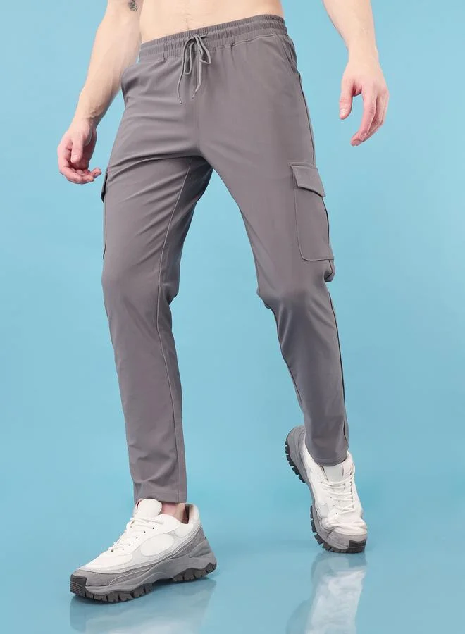 Technosport 4-Way Stretch Cargo Pants with Drawstring by Styli