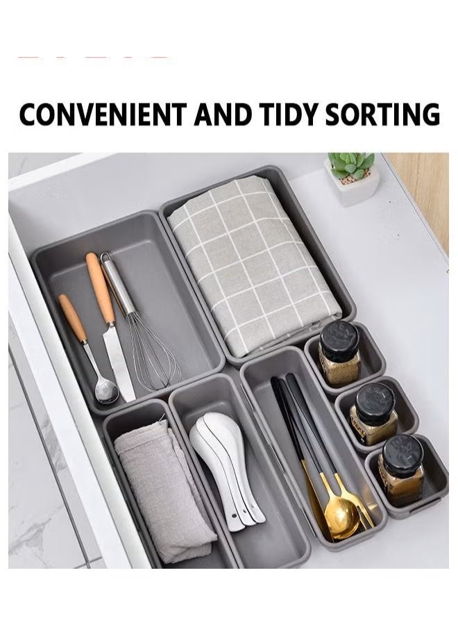 EETU Desk Drawer Organizer,8-Piece Interlocking Drawer Organizers Storage Bins Container For Kitchen Utensils Bathroom,Makeup,Jewelries,Medicine - Image 2
