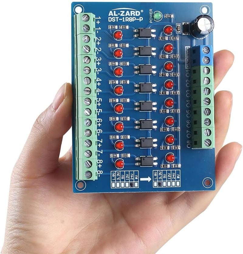 لوحة عزل بمقاومة ضوئية، من 24V إلى 3.3V، وحدة عزل كهروضوئية 8 قنوات، محول مستوى الجهد، خرج PNP، إشارة PLC - Image 3