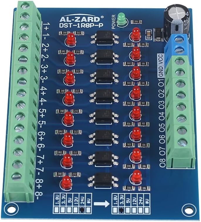 لوحة عزل بمقاومة ضوئية، من 24V إلى 3.3V، وحدة عزل كهروضوئية 8 قنوات، محول مستوى الجهد، خرج PNP، إشارة PLC - Image 1