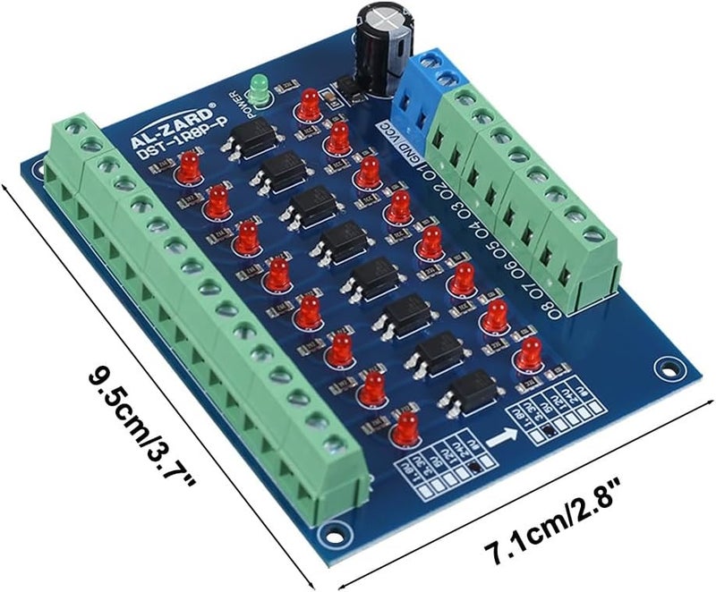 لوحة عزل بمقاومة ضوئية، من 24V إلى 3.3V، وحدة عزل كهروضوئية 8 قنوات، محول مستوى الجهد، خرج PNP، إشارة PLC - Image 2