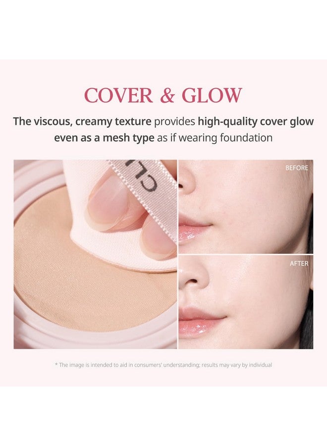 كليو بروفيشنال كريم أساس CLIO Kill Cover Mesh Glow Cushion (عبوة إعادة تعبئة 15 جم*2، 21C LINGERIE)، بشرة زجاجية، يدوم طويلاً، خفيف الوزن، تغطية قابلة للبناء، مكياج بشرة متوهجة - Image 2