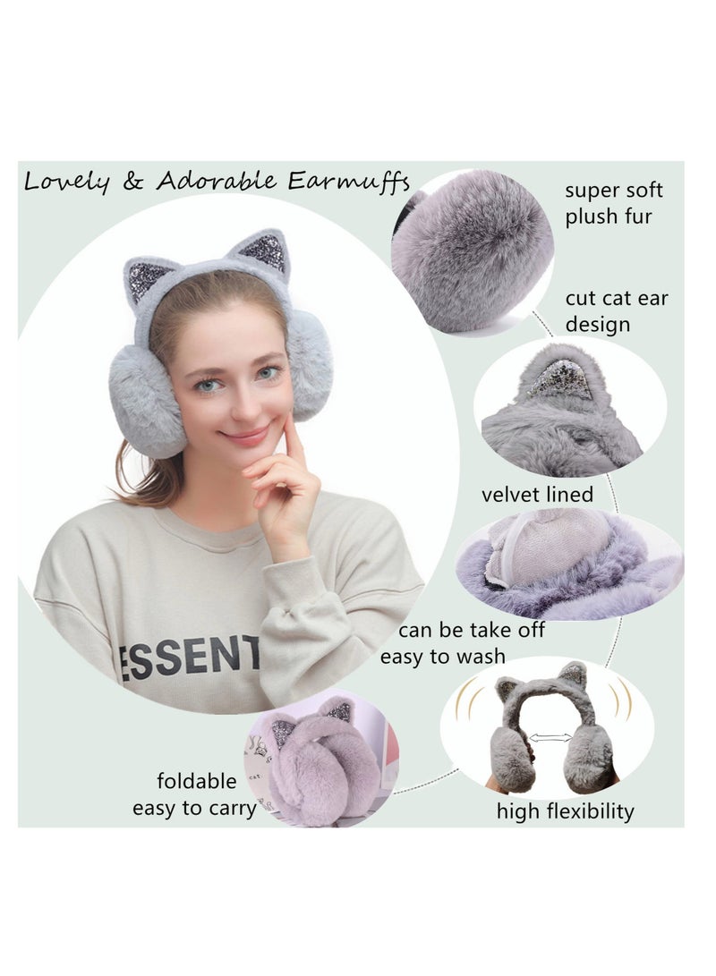 SYOSI Winter Ear muffs Faux Fur Warm Earmuffs Adjustable Foldable Outdoor Ear Warmers For Women Girls Men，1pack/2pack  - Image 3