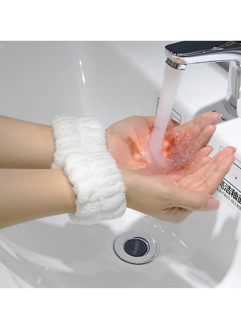 Bow tie headband Wrist strap Female face water absorbent coral velvet headband wrist strap a set - Image 3