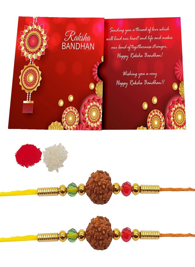 iberry's Rakhi Gift Pack with Set of Two Rakhi & Rakshabandhan Card and Roli Chawal for Brother | rakhi for brother (0404)-Best Gift from Sister - Image 1