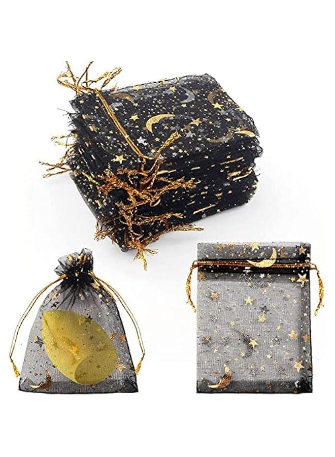 فايلكس أكياس شفافة أسود لل زخارف ذية وقمر وجوم  ماسة لحفلات استقال المولود والزفاف وعيد الح  مجموعة م 100 قطعة م الأورجازا  إيليكدو - Image 1