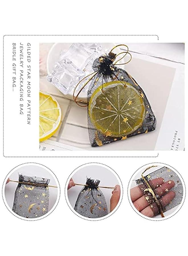 فايلكس أكياس شفافة أسود لل زخارف ذية وقمر وجوم  ماسة لحفلات استقال المولود والزفاف وعيد الح  مجموعة م 100 قطعة م الأورجازا  إيليكدو - Image 3