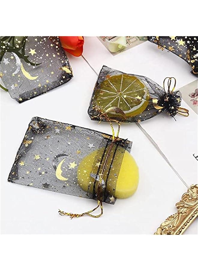 فايلكس أكياس شفافة أسود لل زخارف ذية وقمر وجوم  ماسة لحفلات استقال المولود والزفاف وعيد الح  مجموعة م 100 قطعة م الأورجازا  إيليكدو - Image 4