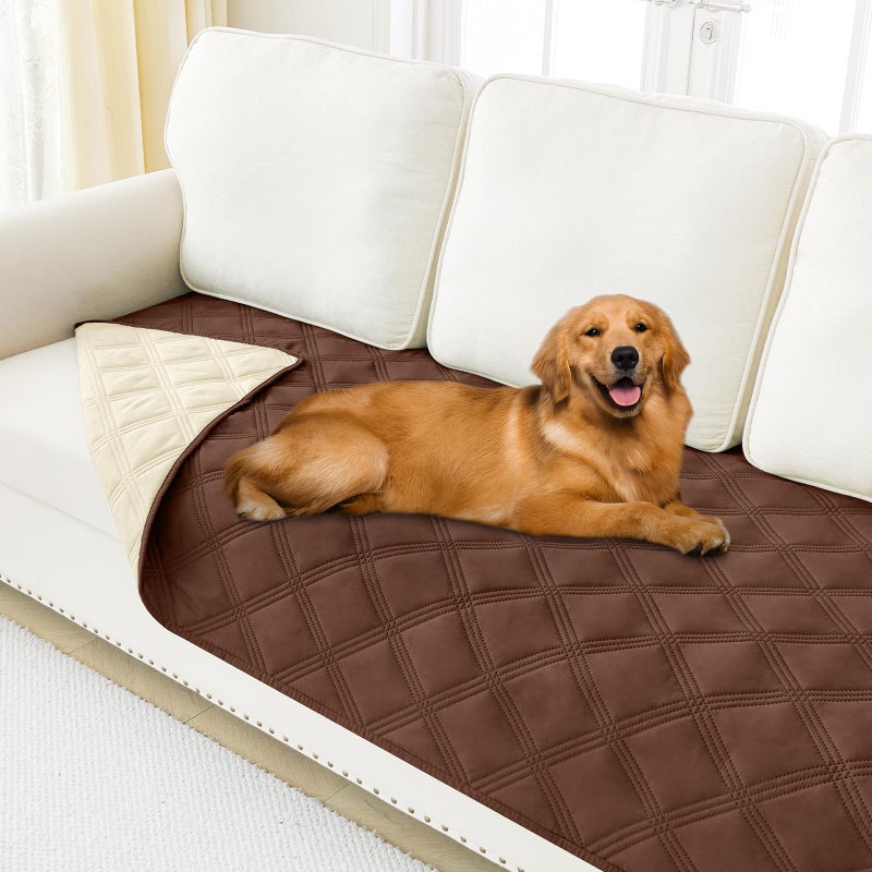 Smiry Waterproof Dog Bed Cover Blanket 30x70, Soft Reversible Pet Blanket, Washable Leakproof Cats Dogs Couch Cover for Sofa, Couch, Furniture, Brown/Beige - Image 1
