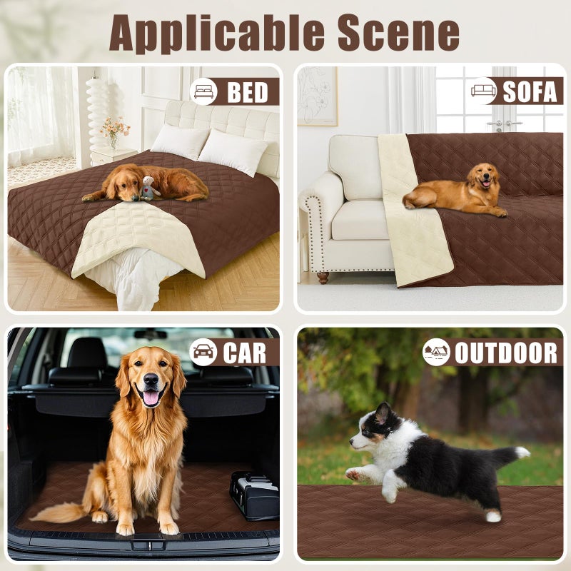 Smiry Waterproof Dog Bed Cover Blanket 30x70, Soft Reversible Pet Blanket, Washable Leakproof Cats Dogs Couch Cover for Sofa, Couch, Furniture, Brown/Beige - Image 5