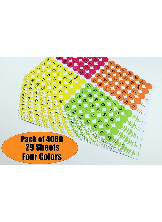 YouquTime Garage Sale Price Stickers Pack Of 4060 3/4" Round Bright Colors Label Stickers (With Price)  - Image 2