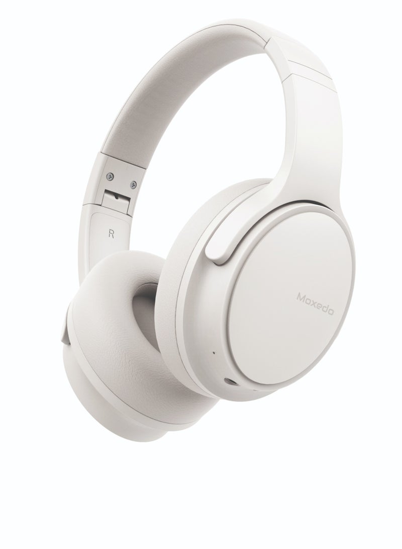 Moxedo Harmoniq Wireless Headphone Dual Powered Bluetooth Version 5.3 Foldable Fast Charging HiFi Stereo Sound, Noise Reduction Microphone, 40 Hours Long Playtime with AI Touch Control (Off-White) - Image 1