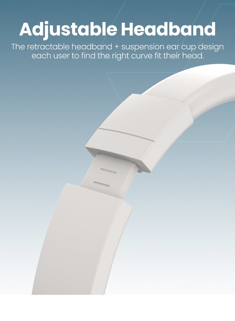 Moxedo Harmoniq Wireless Headphone Dual Powered Bluetooth Version 5.3 Foldable Fast Charging HiFi Stereo Sound, Noise Reduction Microphone, 40 Hours Long Playtime with AI Touch Control (Off-White) - Image 3