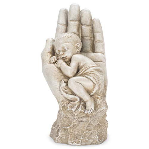 Roman Joseph's Studio by Roman Inc., in The Palm of HIS Hand, Garden Collection, Religious Statue, Holy Family, Memorial, Angel, Patron Saint, Garden Décor (11x5x7) - Image 1