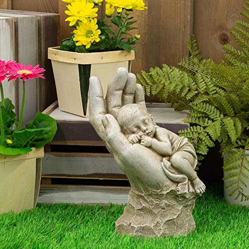 Roman Joseph's Studio by Roman Inc., in The Palm of HIS Hand, Garden Collection, Religious Statue, Holy Family, Memorial, Angel, Patron Saint, Garden Décor (11x5x7) - Image 2