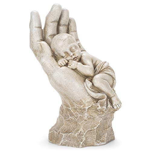 Roman Joseph's Studio by Roman Inc., in The Palm of HIS Hand, Garden Collection, Religious Statue, Holy Family, Memorial, Angel, Patron Saint, Garden Décor (11x5x7) - Image 3