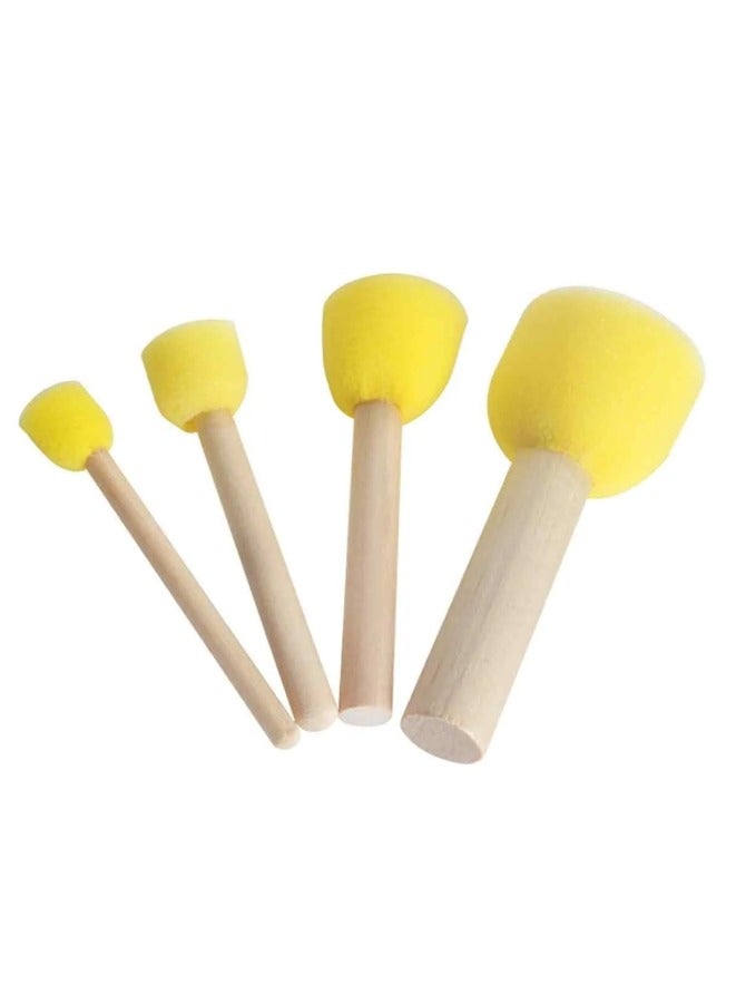 Mordely Round Stencil Sponge Wooden Handle Foam Sponge Paint Brush Furniture Art Crafts Painting Tool Supplies yellow(4pcs ) - Image 1