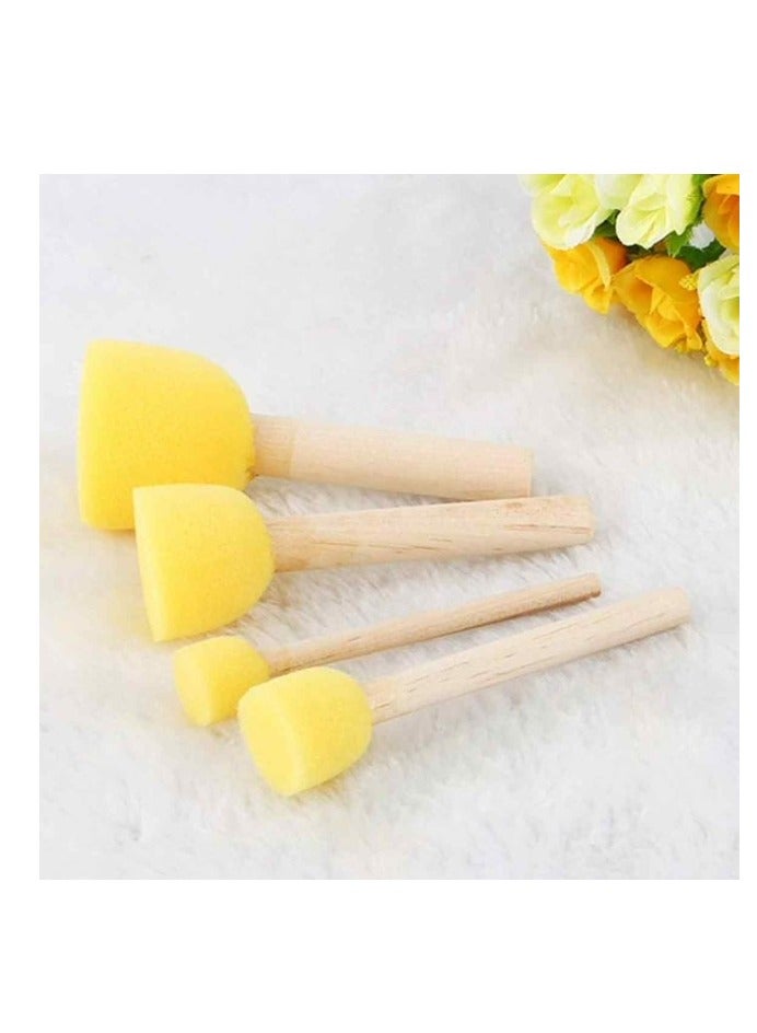 Mordely Round Stencil Sponge Wooden Handle Foam Sponge Paint Brush Furniture Art Crafts Painting Tool Supplies yellow(4pcs ) - Image 2