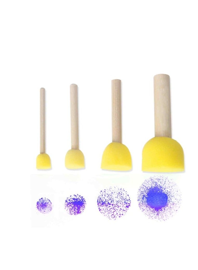 Mordely Round Stencil Sponge Wooden Handle Foam Sponge Paint Brush Furniture Art Crafts Painting Tool Supplies yellow(4pcs ) - Image 3