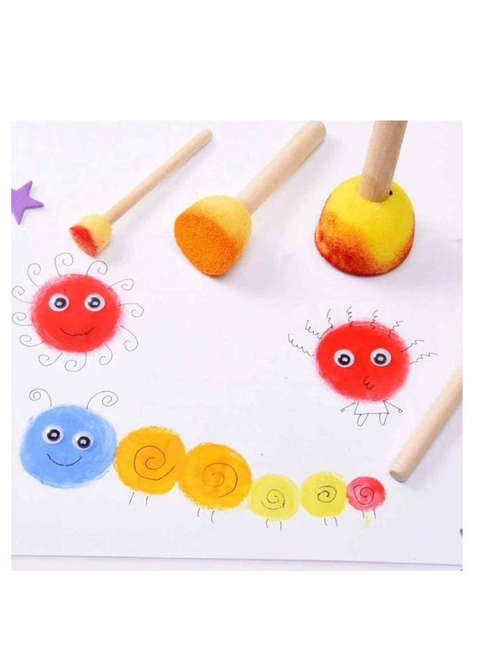Mordely Round Stencil Sponge Wooden Handle Foam Sponge Paint Brush Furniture Art Crafts Painting Tool Supplies yellow(4pcs ) - Image 4