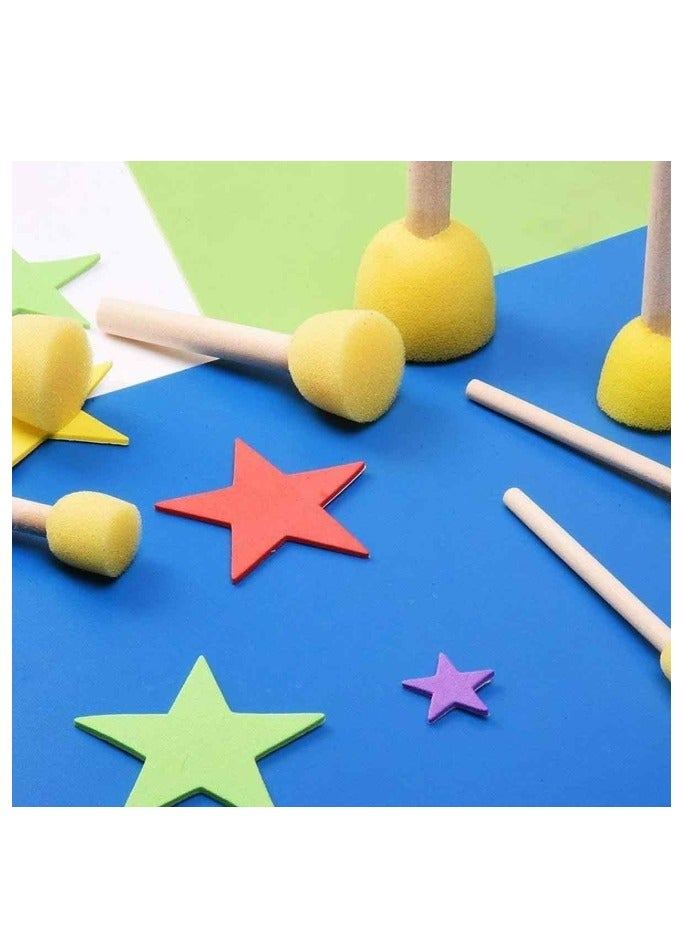 Mordely Round Stencil Sponge Wooden Handle Foam Sponge Paint Brush Furniture Art Crafts Painting Tool Supplies yellow(4pcs ) - Image 5