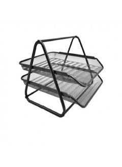 Deluxe Mesh 2 Tier Letter Tray Black 