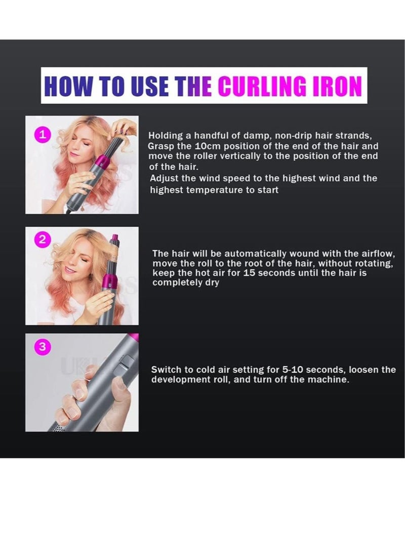 ELTRAZONE 5 In 1 Hair Curler Rotating Hair Dryer Hair Straightener Comb Curling Brush 5 interchangeable barrels, 3 adjustable modes, 30S heating, - Image 4