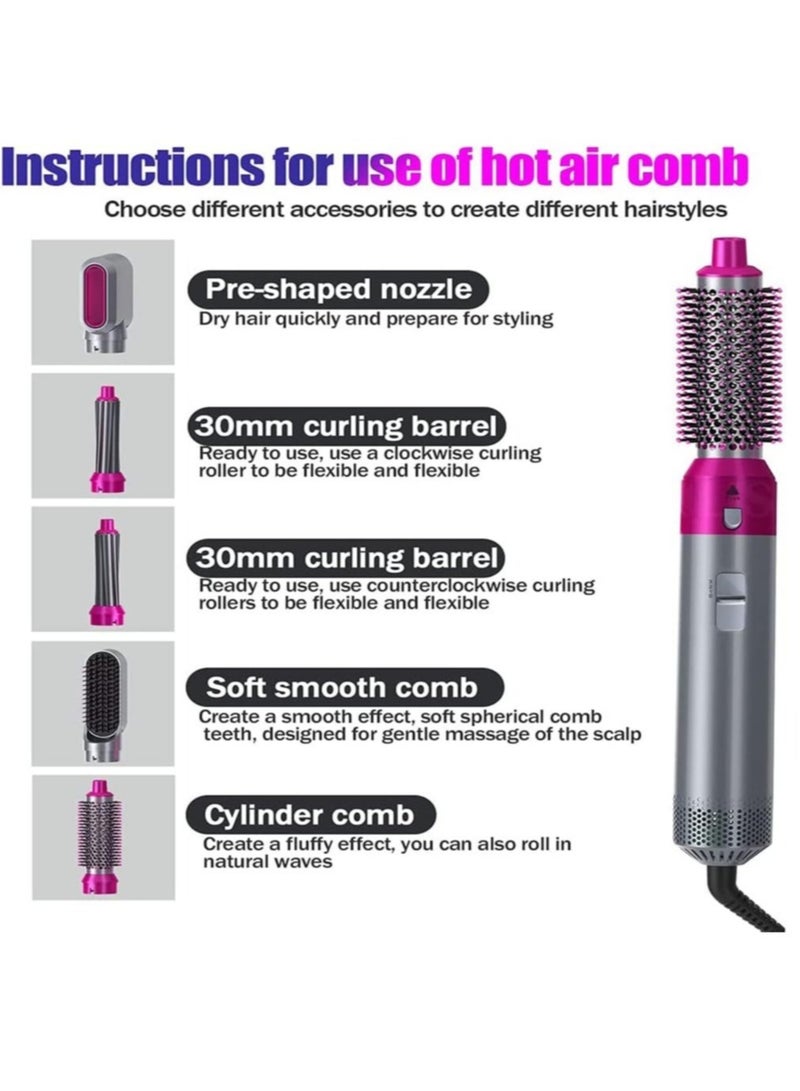 ELTRAZONE 5 In 1 Hair Curler Rotating Hair Dryer Hair Straightener Comb Curling Brush 5 interchangeable barrels, 3 adjustable modes, 30S heating, - Image 5