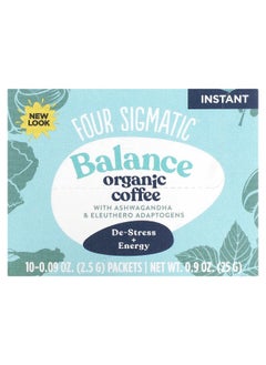 Four Sigmatic Four Sigmatic, Instant Organic Coffee with Ashwagandha & Eleuthero Adaptogens, Balance, Medium Roast, 10 Packets, 0.09 oz (2.5 g) Each  - Image 1