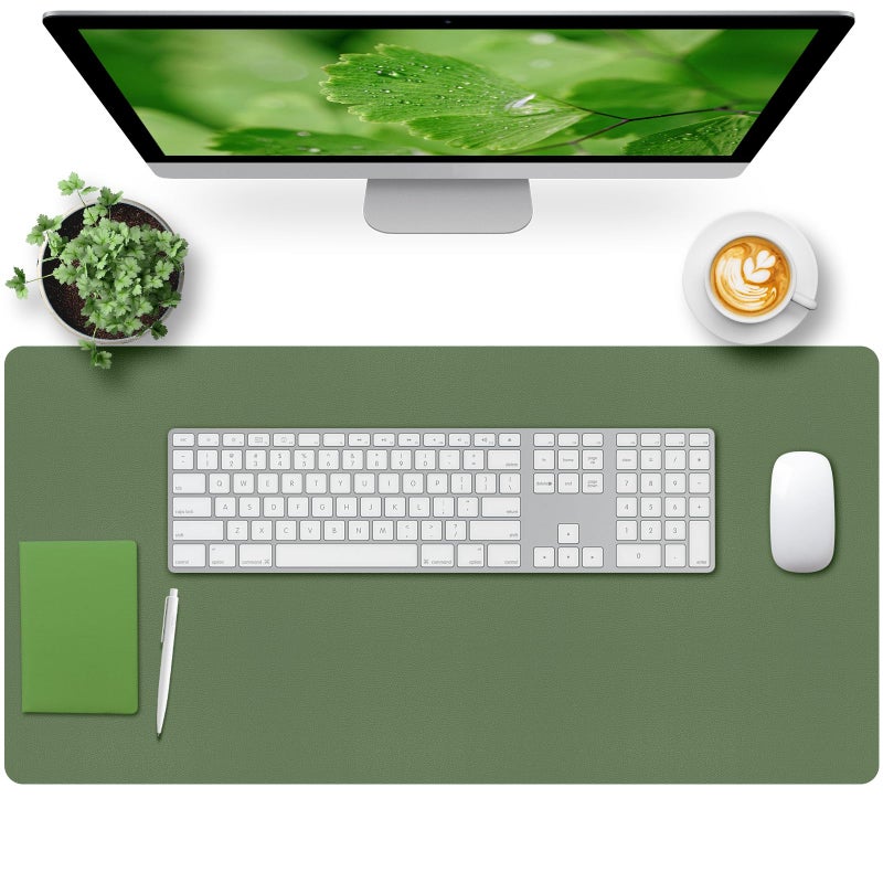 Bloss Green Desk Mat, Desk Matt for Desktop, Large Leather Desk Pad, Desk Pad Mat Waterproof, Computer Mat for Office/Home/Decor/Desk Protector(31.5 x 15.7 Inches) - Image 1