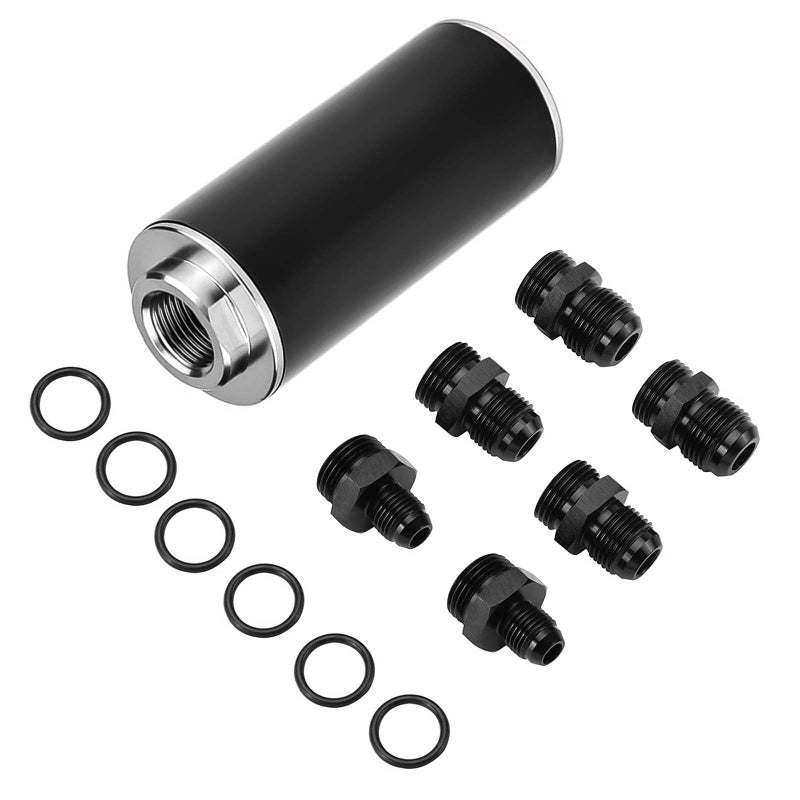 Plobeda 50mm 100 Micron Inline Fuel Filter 6AN 8AN 10AN Aluminum FuelGasPetrol Filter Adapter Fittings Universal CleanableSilver - Image 3
