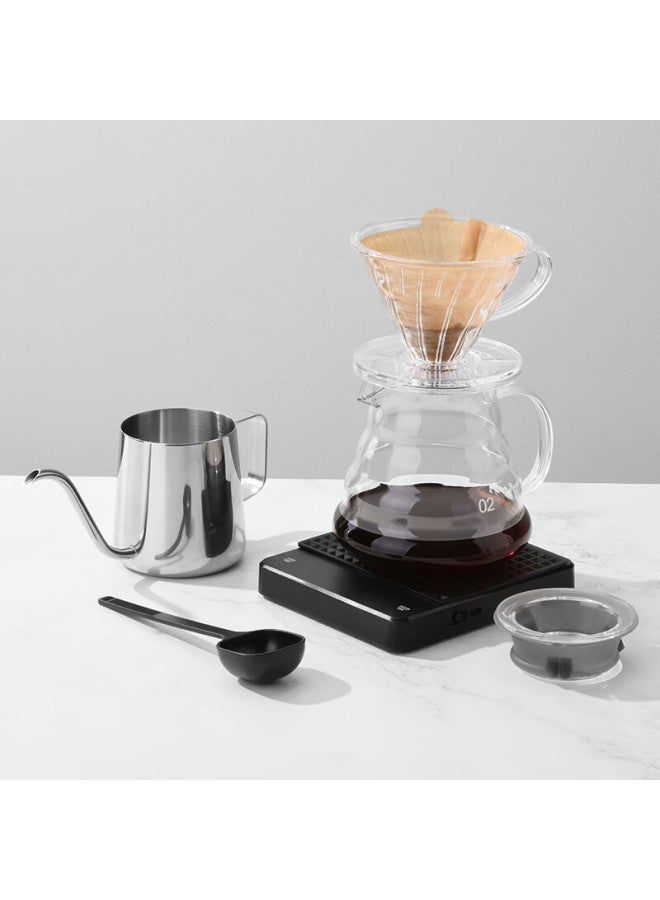 Cliton Pour-over Coffee Maker Set, Drip Coffee Pot, Glass Sharing Pot, Stainless Steel Pour-over Kettle, Filter Paper, Filter Cup - Image 2