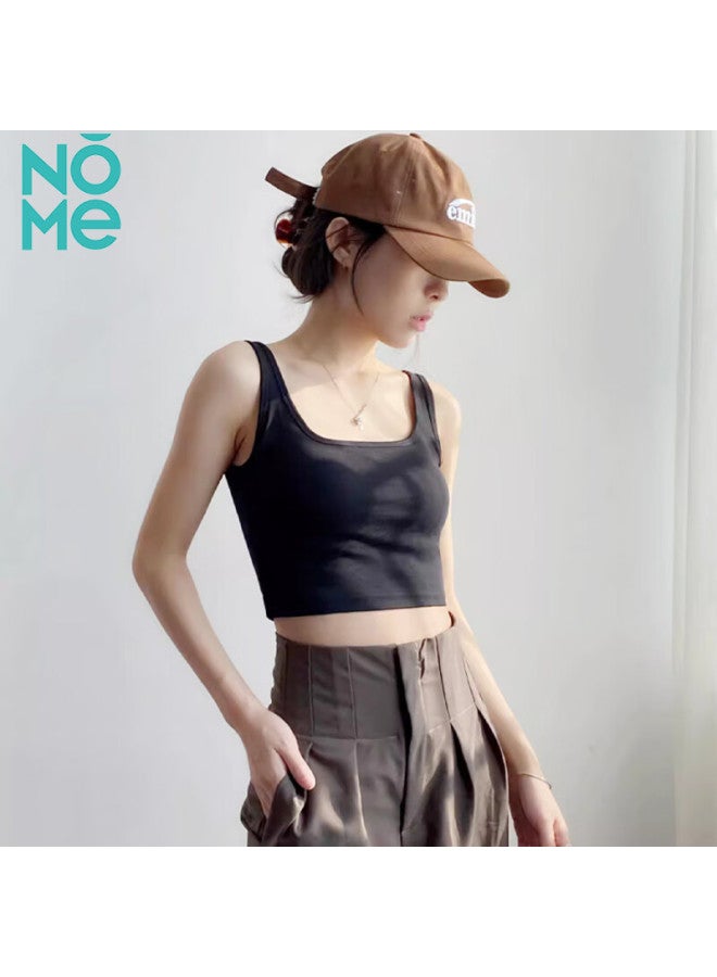 Nome V-neck Short Tank Top With Chest Pad For Women, Sleeveless Crop Top For Layering, White, Size S - Image 2