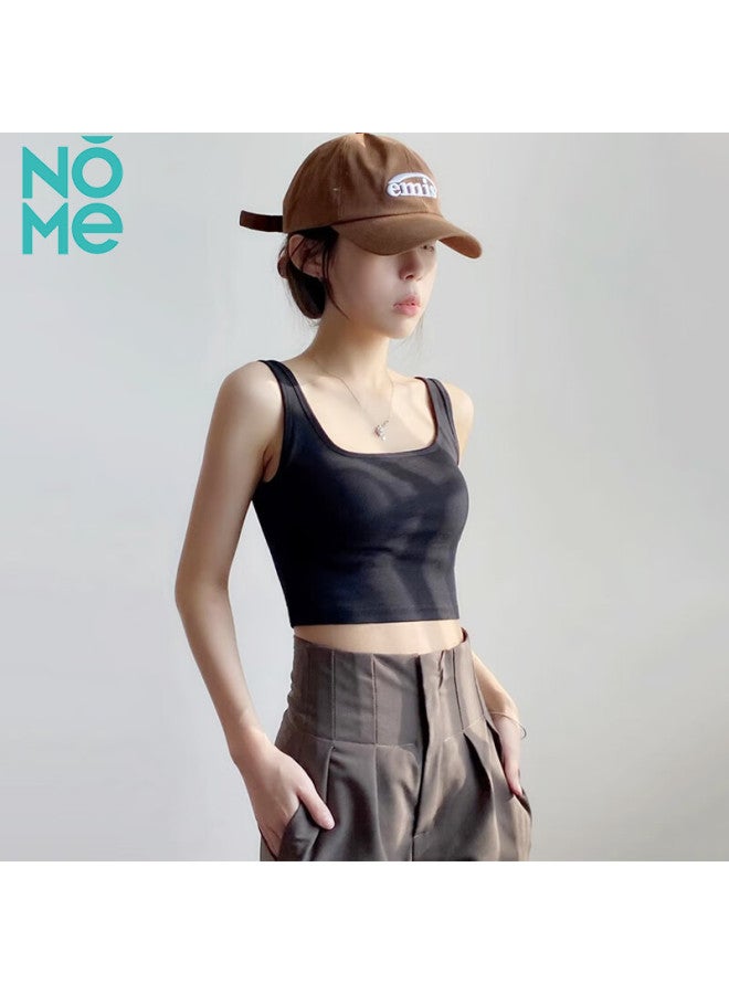 Nome V-neck Short Tank Top With Chest Pad For Women, Sleeveless Crop Top For Layering, White, Size S - Image 4