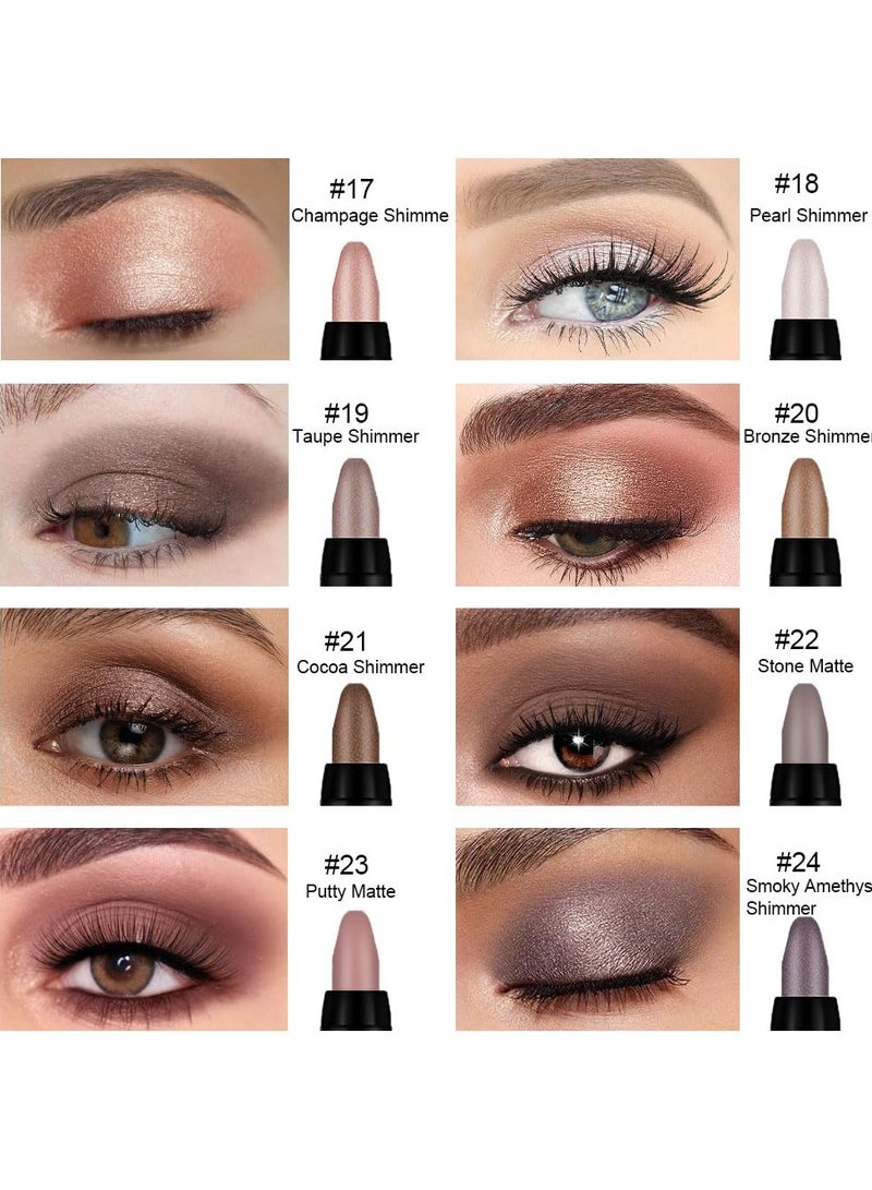 DNM 8Pcs Eye Shadow Sticks Set for Eyes Waterproof Matte, Champagne Pearl Taupe Bronze Cocoa Stone Putty Smoky Amethyst Shimmer Matte Eye shadow Stick Pencil Pen Bulk Palette Makeup 01 - Image 2