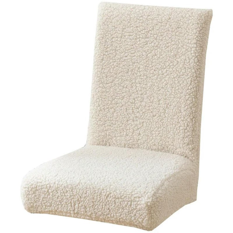 Universal Chair Covers: 4 White Thick Polyester-cotton Polar Fleece - Non-slip Stay-in-place Design Machine Washable Durable Covers for Home Dining Room Kitchen Office Winter Use - Image 5