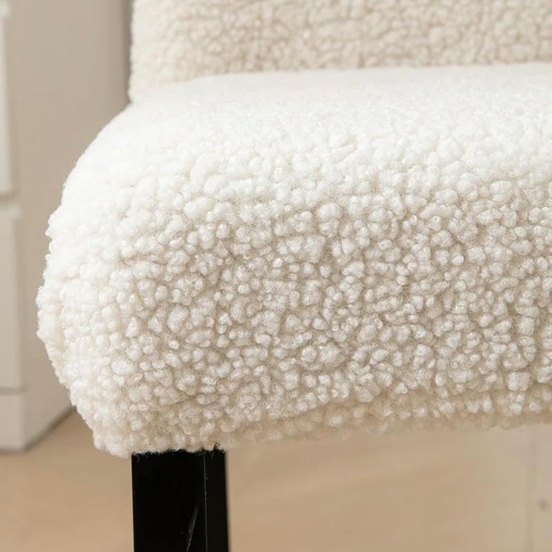 Universal Chair Covers: 4 White Thick Polyester-cotton Polar Fleece - Non-slip Stay-in-place Design Machine Washable Durable Covers for Home Dining Room Kitchen Office Winter Use - Image 2