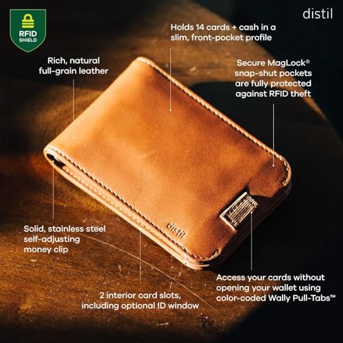 Distil Union Wally 5.0 RFID Wallet - No ID Window - Slim Bifold Wallet for Men with Money Clip, Premium Leather – Minimalist RFID Card Holder - Holds 14 Cards & 30 Bills - Black - Image 2