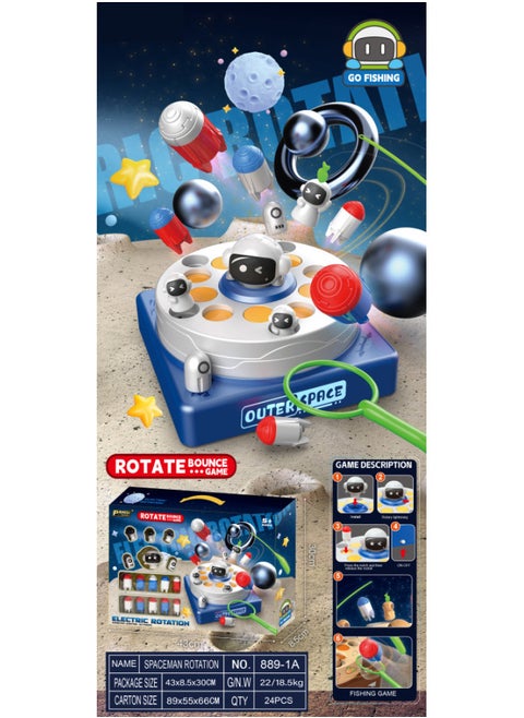 Launch Rocket Plate Bounce Turntable Children's Desktop Concentration Training Game Parent-child Interaction Educational Toys-Specifications:Space Rotating Fishing Bounces