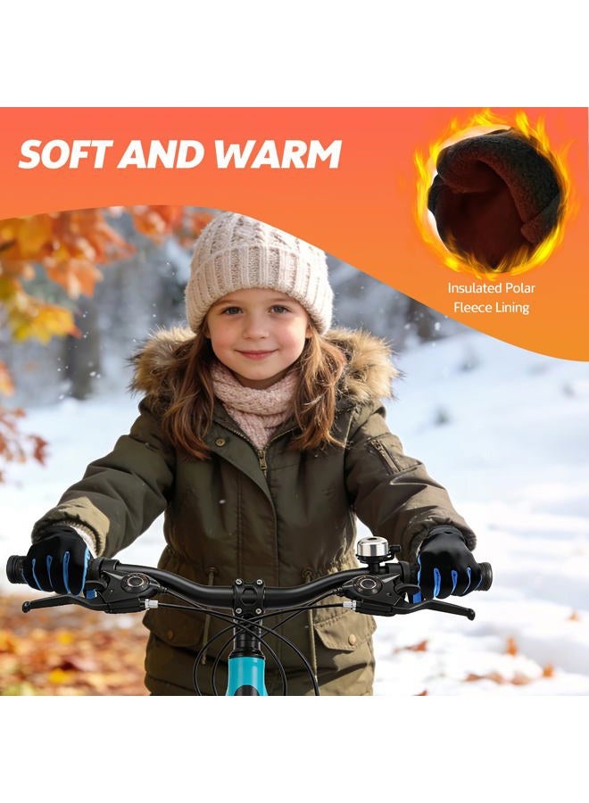 Sukeen Children's Softshell Winter Gloves Waterproof Warm Sports Gloves Children's Riding Gloves with Non-Slip Windproof Cycling Gloves Fleece Cycling Gloves Outdoor Sports for Boys Girls - Image 2